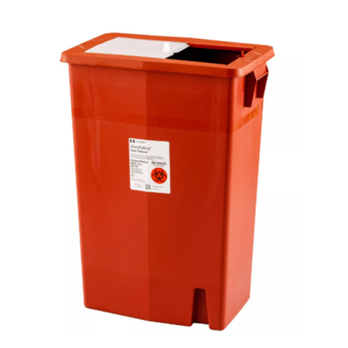 SharpSafety Sharps Container Red Base 26 H X 18-1/4 W X 12-3/4 D Inch Vertical Entry 18 Gallon, 8938, Pack of 1