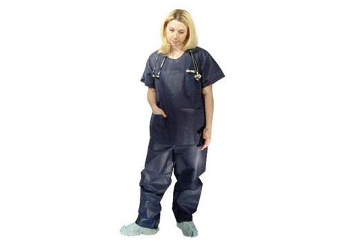 Scrub Pants Straight Leg L Dark Blue Unisex 380L Bag of 10