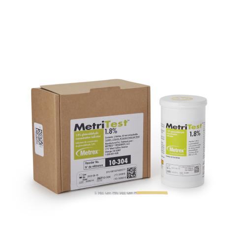 Glutaraldehyde Concentration Indicator MetriTest 1.8% Pad 60 Test Strips Bottle Single Use 10-304, Case of 120