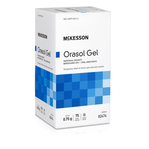 Oral Pain Relief McKesson 20% Strength Benzocaine Oral Gel 0.75 Gram 82474 Box of 75