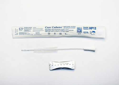 Urethral Catheter Cure Catheter Straight Tip Hydrophilic Coated Plastic 12 Fr. 10 Inch HP12 Case/300 A30137 CURE MEDICAL 1067720_CS