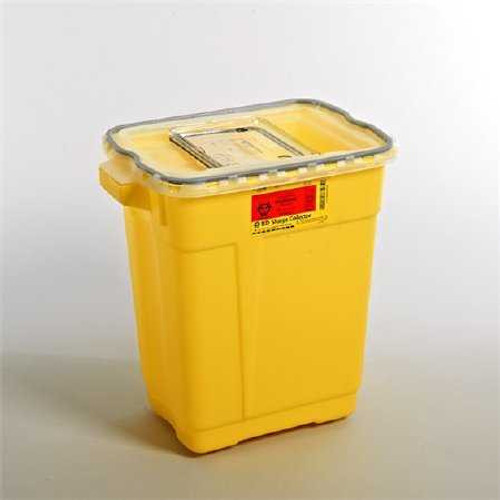 Chemotherapy Waste Container BD 18-1/2 H X 17-3/4 W X 11-3/4 D Inch 9 Gallon Yellow Base / Clear Lid Vertical Entry Gasketed Sliding Lid 305604 Each/1 703418 Becton Dickinson 452911_EA