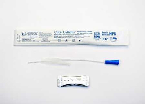 Urethral Catheter Cure Catheter Straight Tip Hydrophilic Coated Plastic 8 Fr. 10 Inch HP8 Case/300 30-100 CURE MEDICAL 1067714_CS