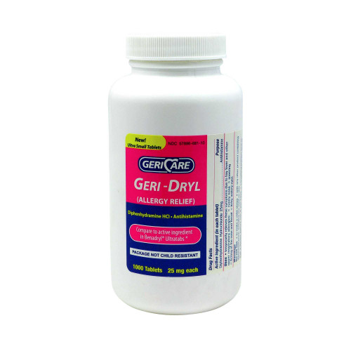 Allergy Relief Geri-Care 25 mg Strength Tablet 1 000 per Bottle 681-10-GCP Case/12 5003G MCK BRAND 558679_CS