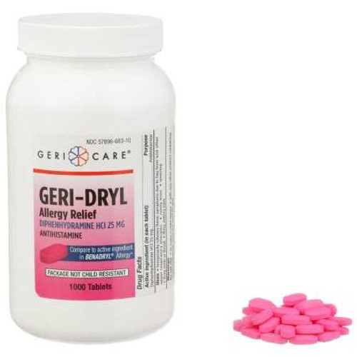 Allergy Relief Geri-Care 25 mg Strength Tablet 1 000 per Bottle 681-10-GCP Case/12 5003G MCK BRAND 558679_CS