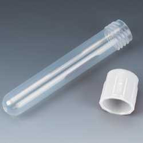 Test Tube Round Bottom Plain 12 X 75 mm 5 mL White Screw Cap Polypropylene Tube 6148W Case/1000 0120-18-4.0 Globe Scientific 882500_CS