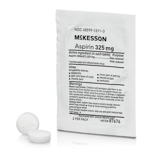 McKesson Pain Relief 325 mg Strength Aspirin Tablet 250 per Box, 87676, Box of 250