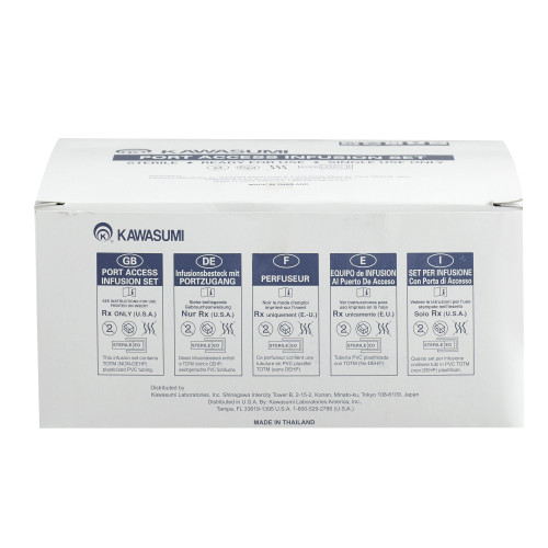 Kawasumi Huber Infusion Set 22 Gauge 3/4 Inch 8 Inch Tubing Without Port, PI03020, Case of 100