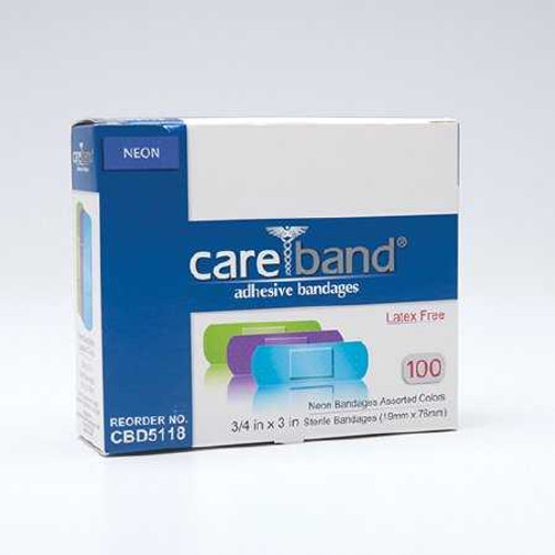 Adhesive Strip Careband™ 3/4 x 3 Inch Plastic Rectangle Neon Sterile CBD5118-012-000 Case of 1200 1017-04 Careband™ 1094527_CS