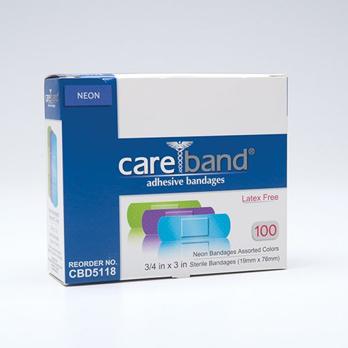 Careband Adhesive Strip Plastic Neon 3/4 X 3 Inch Sterile, CBD5118-012-000, Case of 1200