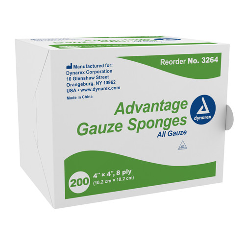Advantage Gauze Sponge 4 X 4 Inch 8-Ply NonSterile 200 per Pack, 3264, Pack of 1
