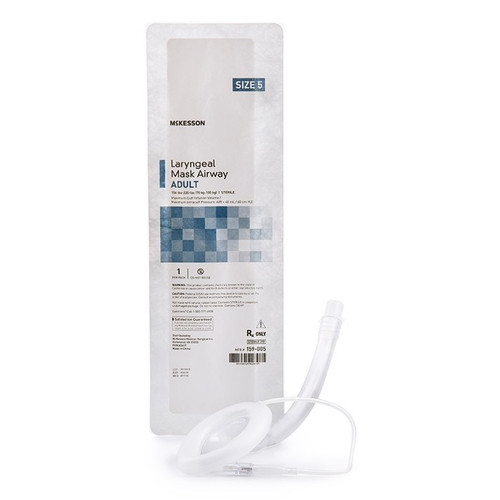 Curved Laryngeal Mask McKesson 40 mL Cuff Size 5 Single Patient Use 159-005 Case of 50