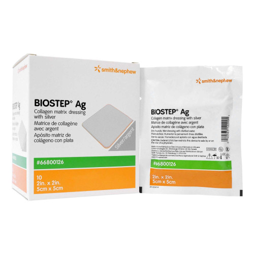 Silver Collagen Dressing Biostep™ Ag 2 x 2 Inch Square Sterile 66800126 Pack of 1 66800126 Biostep™ Ag 1128175_EA