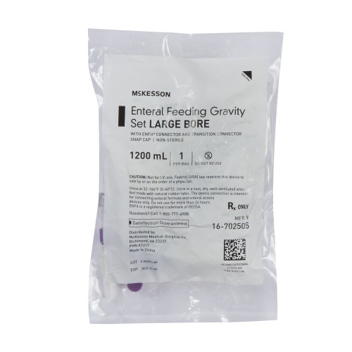 McKesson Gravity Feeding Bag Set with ENFit Connector 1200 mL, 16-702505, Pack of 1
