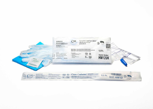 Intermittent Catheter Tray Hydrophilic Cure Catheter® Male / Straight Tip w/ Insert 14 Fr. Hydrophilic Coated PVC HM14UK Case of 90 HM14UK Hydrophilic Cure Catheter® 1105064_CS