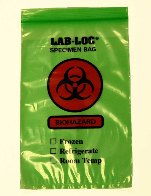 Specimen Transport Bag with Document Pouch Lab-Loc® 6 x 9 Inch Zip Closure Biohazard Symbol / Storage Instructions NonSterile LAB20609GR Pack of 1 LAB20609GR Lab-Loc® 586195_PK