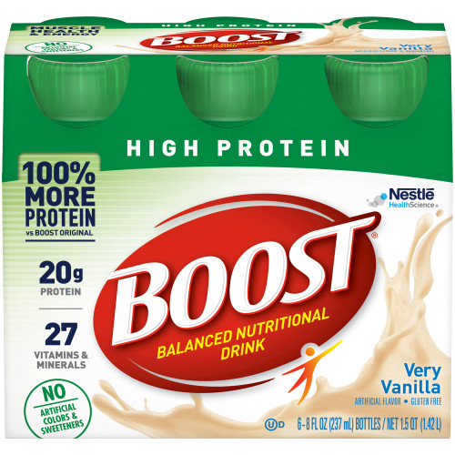 Boost High Protein Oral Supplement Very Vanilla Flavor Liquid 8 oz. Bottle, 41679941362, Pack of 6