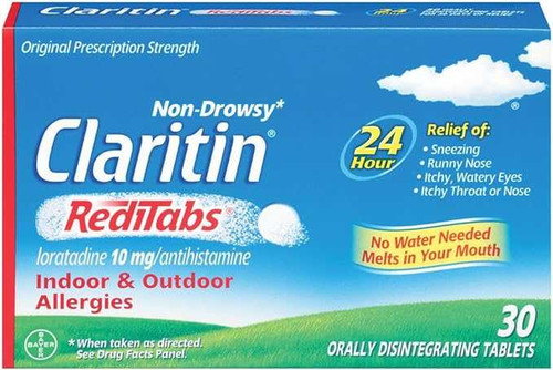 Claritin Claritin Redi Tabs 24 Hour Allergy Relief Loratadine 10 mg Strength, Non-Drowsy, 30 Tablets per Box, Box of 1 11523715703 Claritin® Redi Tabs® 866207_BX