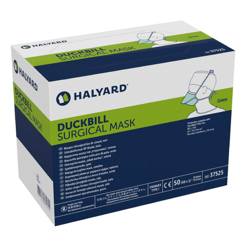 Surgical Mask Halyard Duckbill Tie Closure One Size Green NonSterile Not Rated Adult 37525 Box of 50 37525 Halyard 188500_BX