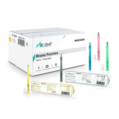 Biopsy Punch McKesson Argent™ Dermal Five 2 mm, Five 3 mm, Five 4 mm, Five 5 mm, and Five 6 mm 16-1317 Case of 100 16-1317 McKesson Argent™ 1175179_CS