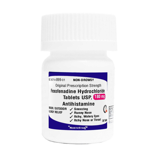 NorthStar Allergy Relief Fexofenadine HCl 180 mg, Original Prescription Strength, 30 Tablets per Bottle, Bottle of 1 16714089901 NorthStar 1158260_BT NorthStar Allergy Relief Fexofenadine HCl 180 mg, Original Prescription Strength, 30 Tablets per Bottle, Bottle of 1 16714089901 NorthStar 1158260_BT