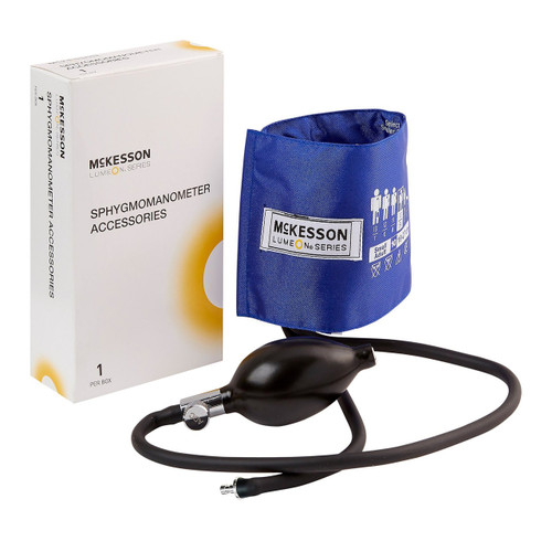 McKesson LUMEON Reusable Blood Pressure Cuff and Bulb with Male Connector, 19 to 27 cm, Small Adult Arm Cuff, Case of 15