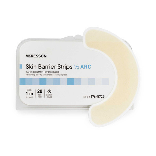 Skin Barrier Strip McKesson Moldable, Standard Wear Adhesive without Tape Without Flange Universal System Hydrocolloid 1/2 Curve 1 Inch W 176-5725 Pack of 1 176-5725 McKesson 1088817_EA