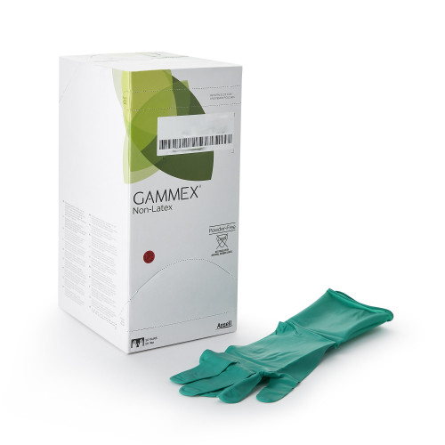 GAMMEX Non-Latex Surgical Glove Size 8.5 Sterile Polyisoprene Standard Cuff Length Micro-Textured Green Chemo Tested, 8517, Box of 50