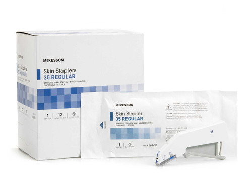 Wound Stapler McKesson Squeeze Handle Stainless Steel Staples Wide Staple 35 Staples 168-35W Pack of 1 168-35W McKesson 1094475_EA