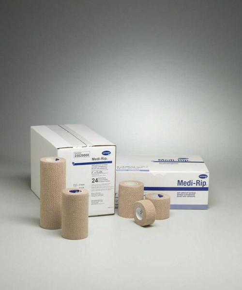 Cohesive Bandage Medi-Rip® 1 Inch x 5 Yard Self-Adherent Closure Tan NonSterile Standard Compression 25100000 Roll of 1 25100000 Medi-Rip® 460826_RL