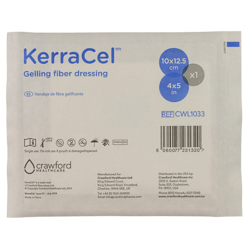 KerraCel Gelling Fiber Wound Dressing 4 X 5 Inch Rectangle Sterile, CWL1033, Pack of 1