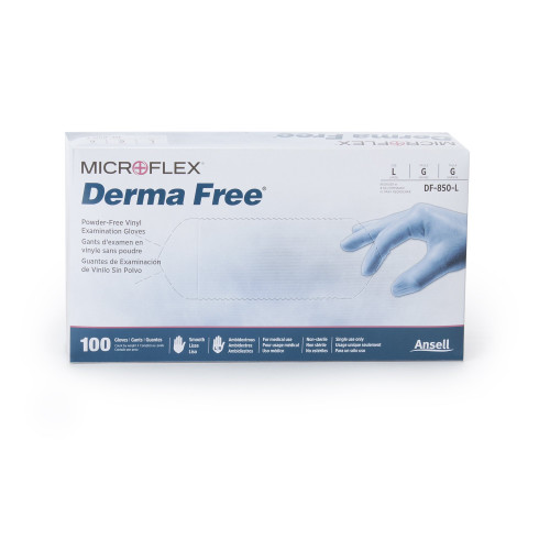 Derma Free Exam Glove Large NonSterile Vinyl Standard Cuff Length Smooth Clear Not Rated, DF-850-L, Case of 1000