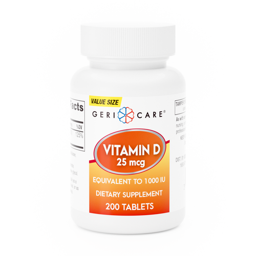 Vitamin Supplement Geri-Care® Vitamin D3 1000 IU Strength Tablet 200 per Bottle 876-20-GCP Bottle of 1 876-20-GCP Geri-Care® 1150848_BT