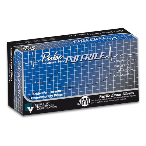 Pulse Nitrile Exam Glove X-Large NonSterile Nitrile Standard Cuff Length Textured Fingertips Aqua Blue Chemo Tested / Fentanyl Tested, 177352, Case of 2000