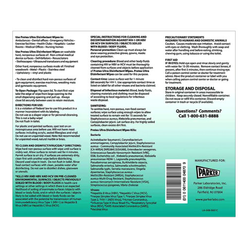 Protex Ultra Surface Disinfectant Cleaner Premoistened Broad Spectrum Manual Pull Wipe 75 Count Canister Lemon Scent NonSterile, 48-70, Case of 8