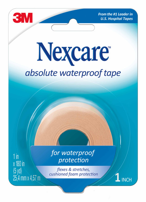 Nexcare Absolute Waterproof Medical Tape Tan 1 Inch X 5 Yard Foam NonSterile, 731, Pack of 1
