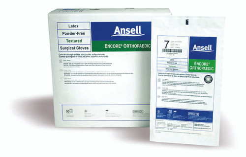 ENCORE Latex Ortho Surgical Glove Size 8 Sterile Latex Standard Cuff Length Fully Textured Brown Chemo Tested, 5788005, Box of 50