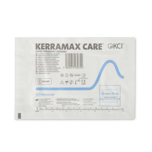Super Absorbent Dressing KerraMax Care® 4 x 4 Inch Square PRD500-050 Case of 1100 PRD500-050 KerraMax Care® 1189349_CS