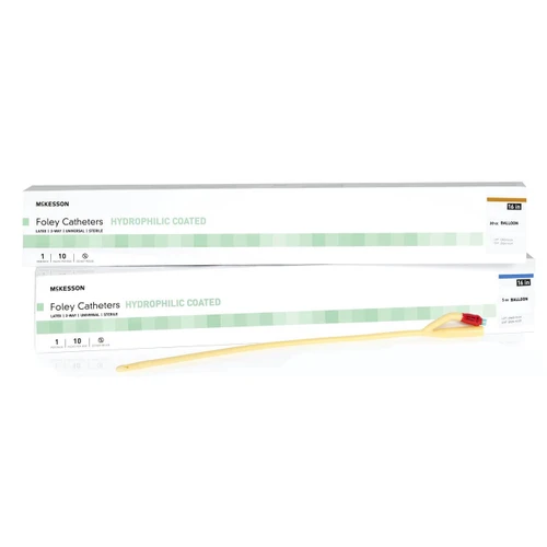 Foley Catheter McKesson 2-Way Coude Tip 5 cc Balloon 16 Fr. Latex 16-LFOL516C Case of 200