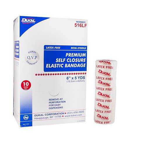 Dukal Double Hook and Loop Closure Elastic Bandage 6 Inch x 5 Yard - Box of 10 516LF Dukal™ 813550_BX Dukal Double Hook and Loop Closure Elastic Bandage 6 Inch x 5 Yard - Box of 10 516LF Dukal™ 813550_BX