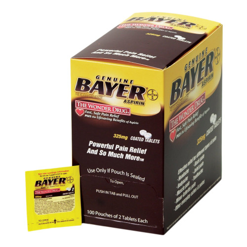 Bayer Pain Relief 325 mg Strength Aspirin Tablet 100 per Box, 45647, Box of 200