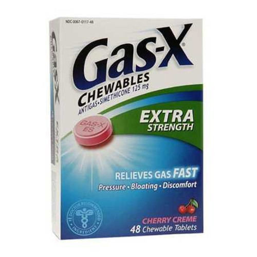 Gas Relief Gas-X® 125 mg Strength Chewable Tablet 48 per Bottle 00067011748 Bottle of 1 67011748 Gas-X® 1189580_BT
