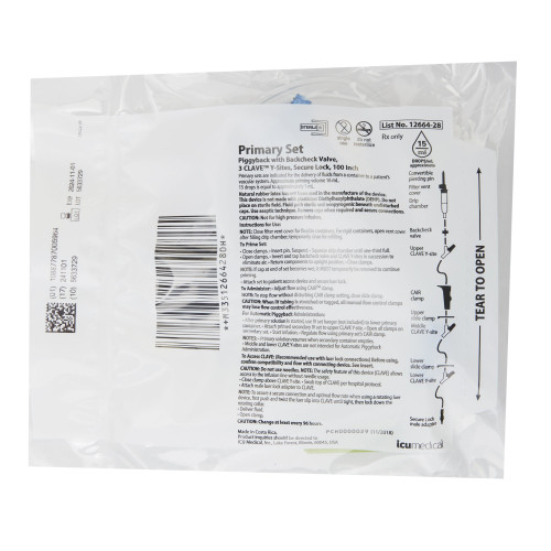 LifeShield Primary IV Administration Set Gravity 3 Ports 15 Drops / mL Drip Rate Without Filter 100 Inch Tubing Solution, 1266428, Pack of 1