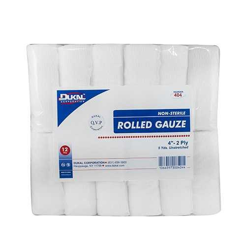 Conforming Bandage Dukal™ 4 Inch x 5 Yard 12 per Pack NonSterile 2-Ply Roll Shape 404 Bag of 12 404 Dukal™ 536829_BG