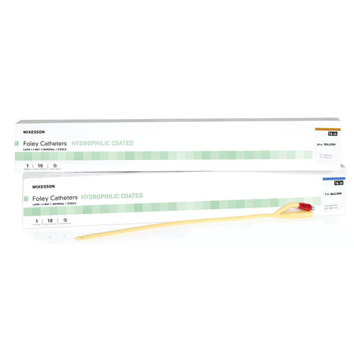Foley Catheter McKesson 2-Way Coude Tip 5 cc Balloon 18 Fr. Latex 16-LFOL518C Pack of 1
