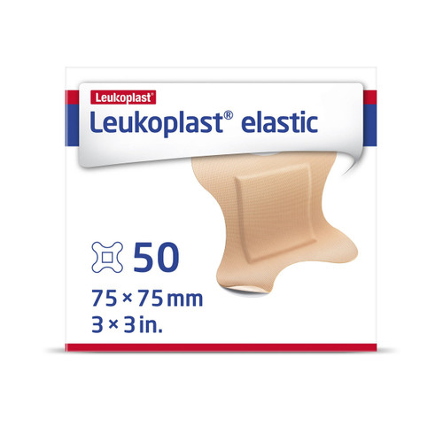 Adhesive Strip Leukoplast Elastic 3 x 3 Inch Cross-Elastic Material 4-Wing Tan Sterile 7645611 Case of 600