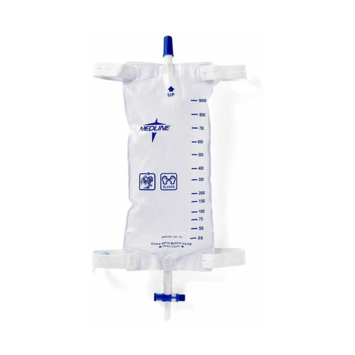 Urinary Leg Bag Medline® Sterile Fluid Path 1100 mL Vinyl / Flocked DYND12588 Case of 48 DYND12588 Medline® 795495_CS