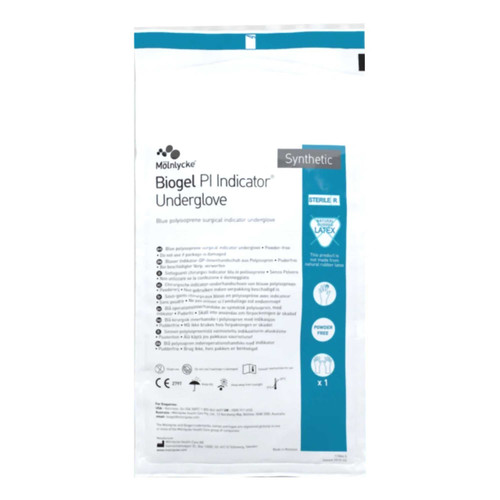 Surgical Underglove Biogel® PI Indicator Underglove™ Size 6.5 Sterile Polyisoprene Standard Cuff Length Smooth Blue Chemo Tested 41665 Case of 200 41665 Biogel® PI Indicator Underglove™ 689032_CS