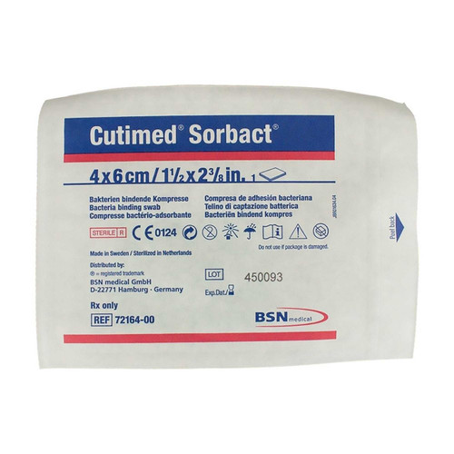 Antimicrobial Mesh Dressing Cutimed® Sorbact® 1-3/5 x 2-2/5 Inch Rectangle Sterile 7216412 Box of 40 7216412 Cutimed® Sorbact® 794661_BX