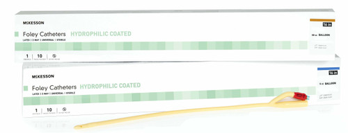 Foley Catheter McKesson 2-Way Coude Tip 30 cc Balloon 16 Fr. Latex 16-LFOL3016C Pack of 1 16-LFOL3016C McKesson 1152050_EA